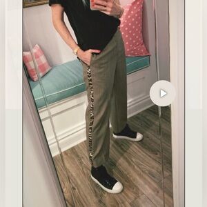 R13 Tuxedo Trouser with Leopard Stripe- Glen Plaid Check